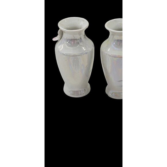 Opalescent Glaze Porcelain Vases 1970s Butterfly Carnival Glaze Ceramic Petite - Picture 4 of 11